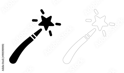 Magical star wand with sparkling light, symbolizing fantasy and enchantment.