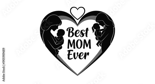 Heart shaped design featuring a mother and children silhouette