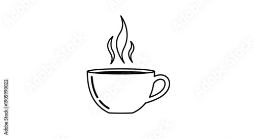 Simple black outline of a steaming coffee cup silhouette