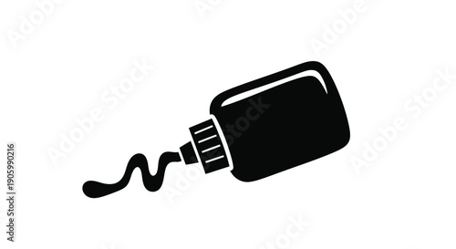 Black ink bottle with flowing liquid a striking silhouette