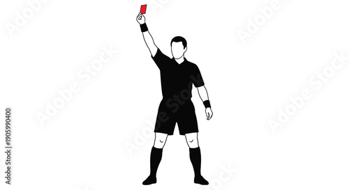 Referee displaying a red card a symbol of ejection silhouette