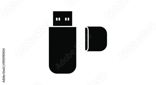 Simple black usb flash drive icon with clean lines silhouette