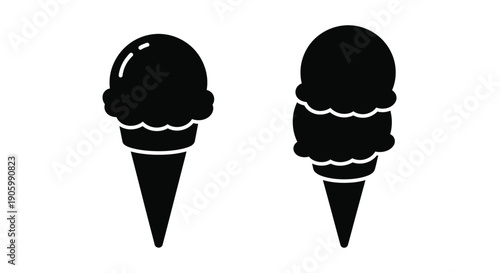 Two black ice cream cones displayed a striking silhouette
