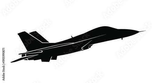 A dynamic fighter jet in flight a striking black silhouette