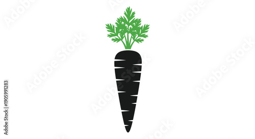 A vibrant green carrot top with a dark contrasting silhouette