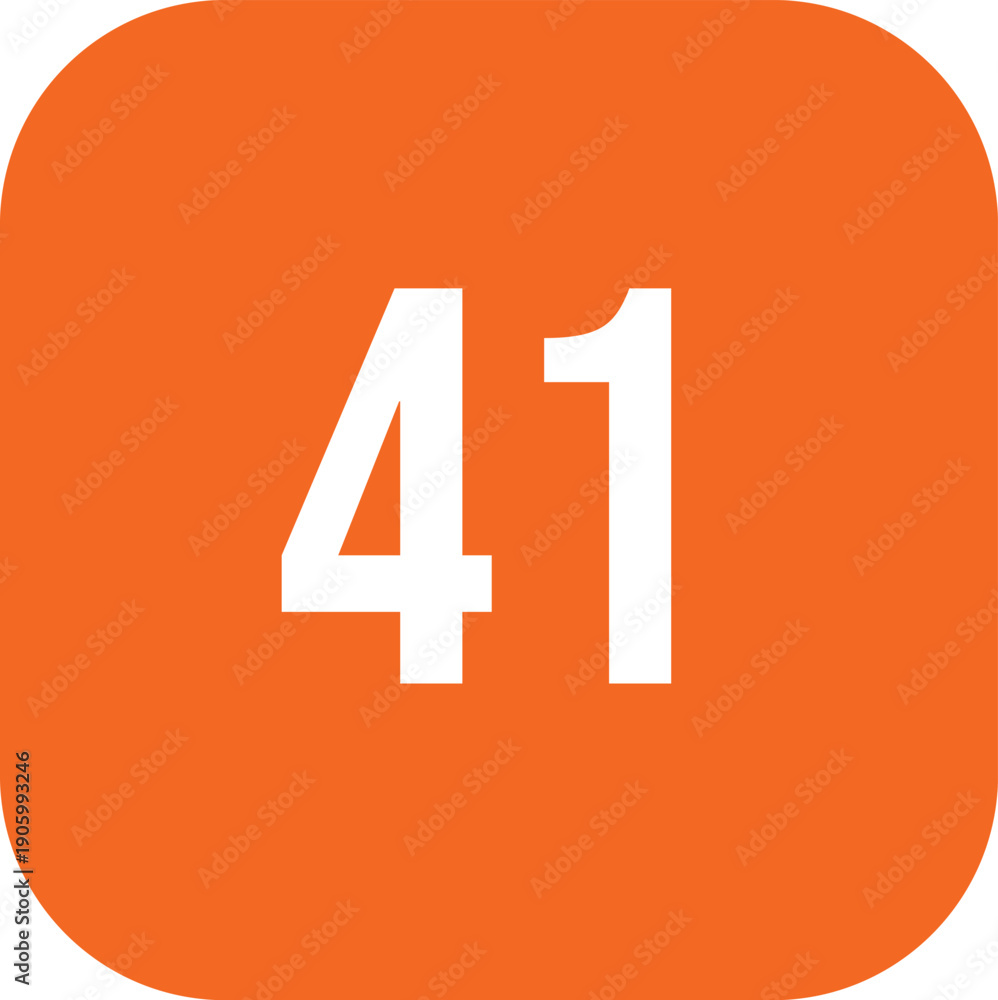 Fototapeta premium 41 Number Icon in Rounded Square, Orange Flat Vector