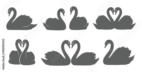 Graceful swan silhouette composition with symmetrical floating bird arrangement