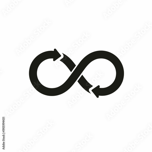 Infinity loop symbol with arrows in modern design