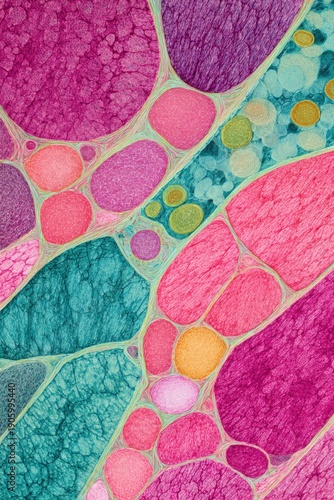 Close-up of rounded cellular forms with porous and smooth textures, arranged in a tight macro frame.