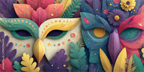 Brazil Carnival Parade Colorful Dancers Festival Vector Illustration