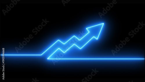 Glowing Blue Upward Arrow Line Graph: Digital Trend of Business Growth and Financial Success