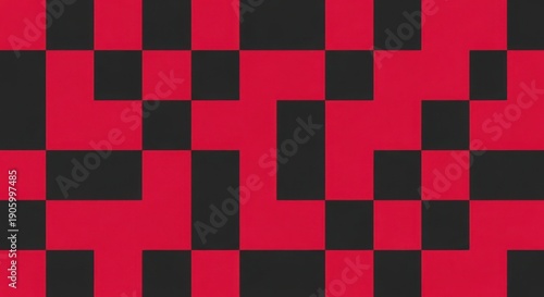 Vibrant red and black checkered pattern background
