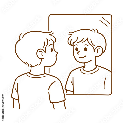 Man smiling at the mirror vector illustration on a white background
Vector illustration on a white background