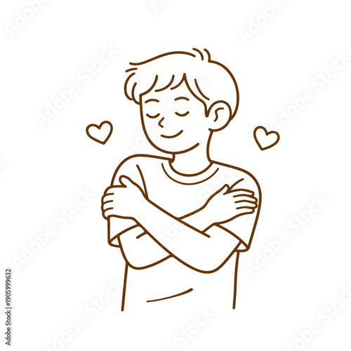 man hugs himself vector illustration on a white background
Vector illustration on a white background