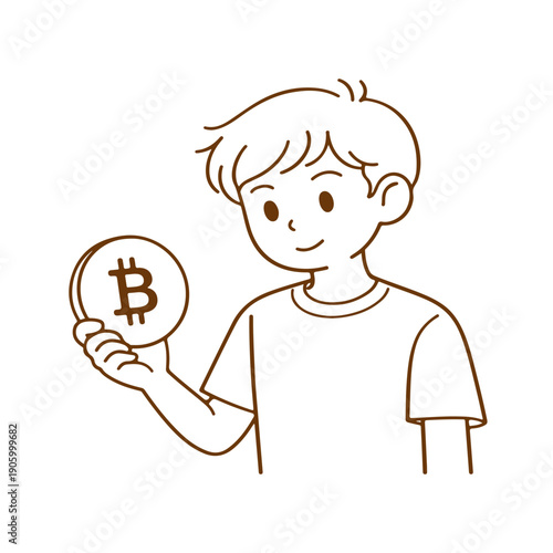 man holds a bitcoin vector illustration on a white background
Vector illustration on a white background