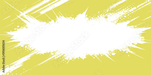 Yellow abstract paint splash grunge background vector with dynamic burst effect light rays and white copy space for creative design