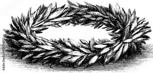 Festive decorative wreath border frame in vintage botanical style for holiday design