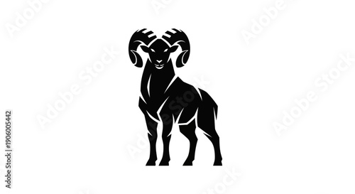 Silhouette of a majestic ram isolated