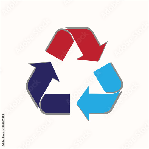 Free Download Colorful recycling symbol with arrows in blue, red, and grey, representing sustainability and eco-friendly practices - GFXLoad