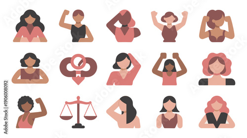 Empowering collection of diverse women icons.