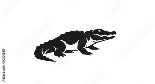 Silhouette of crocodile on white background