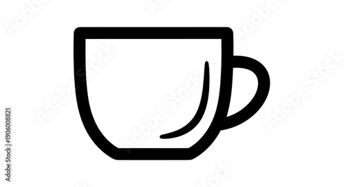 Simple black and white coffee cup icon