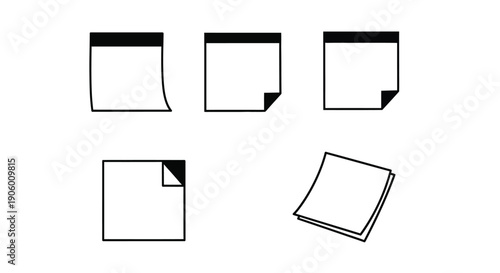 Minimalist depictions of folded paper notes in a black and white silhouette