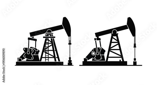 Two oil pumps depicted in a stark black silhouette