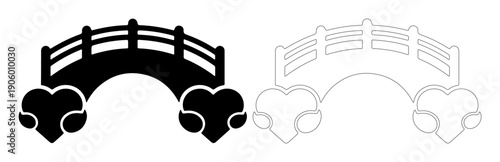 Romantic bridge with heart-shaped elements symbolizing love and connection