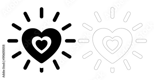 Radiant heart symbol glowing with inner light and radiating warmth