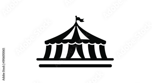 Black tent icon with a flag simple graphic silhouette