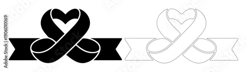 Symbol of remembrance and support, a heart-shaped ribbon with a banner