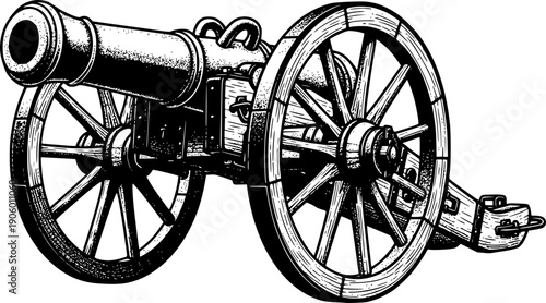 Vintage cannon vector illustration. Design element for poster, card, banner, t shirt, logo, label. Vector illustration
