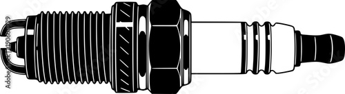 black and white silhouette of a spark plug vector on a white background
