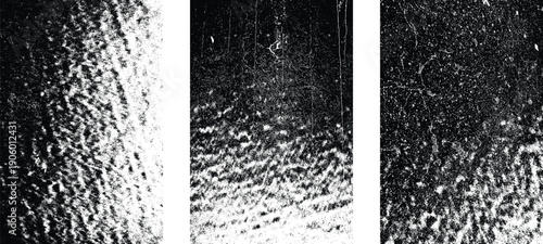 Grunge overlay vector grainy letterpress textures. Imprint texture grungy set. Rolled ink pressed texture. Screen print clean overlay pattern .Fine dust pattern texture. Distressed mask overlay.