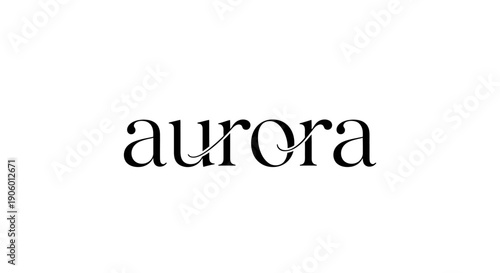 Aurora elegant black typography on white background.
