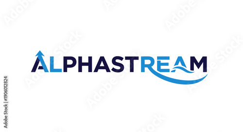 Alphastream logo with stylized lettering and abstract design.