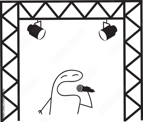 Minimalist doodle singer performing on stage