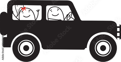 Minimalist doodle off road car adventure driving