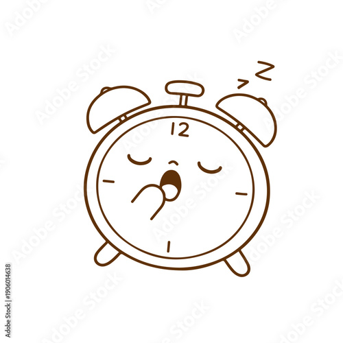 The clock is yawning vector illustration on a white background Vector illustration on a white background