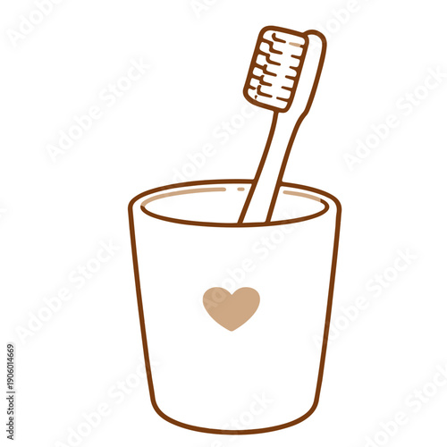 Toothbrush in a glass vector illustration on a white background Vector illustration on a white background