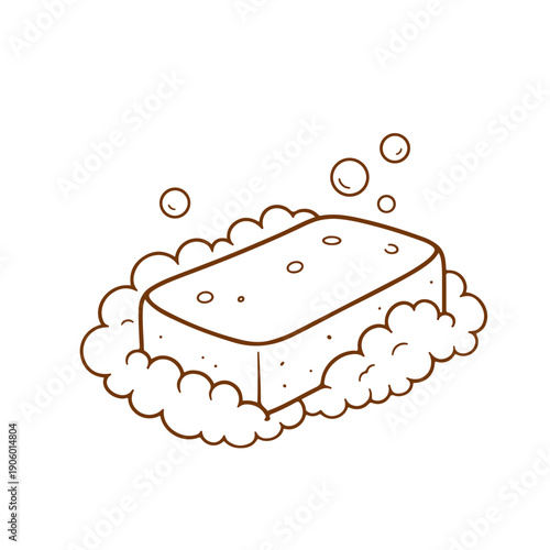 sponge with foam vector illustration on a white background Vector illustration on a white background