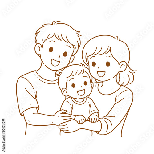 Family with a child vector illustration on a white background Vector illustration on a white background