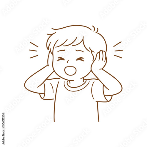 man covers his ears vector illustration on a white background Vector illustration on a white background