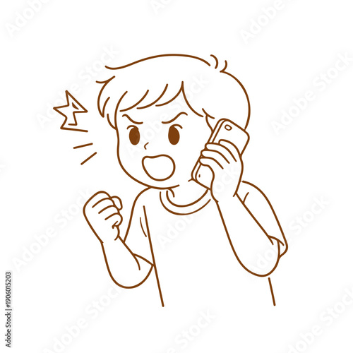 man is arguing on the phone vector illustration on a white background Vector illustration on a white background