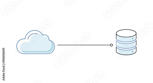 Cloud to Database Connection Icon Representing Data Migration and Server Storage Backup
