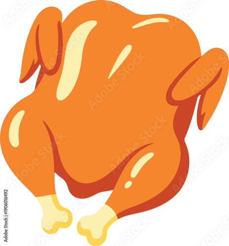 Roasted whole chicken, vibrant and savory vector illustration