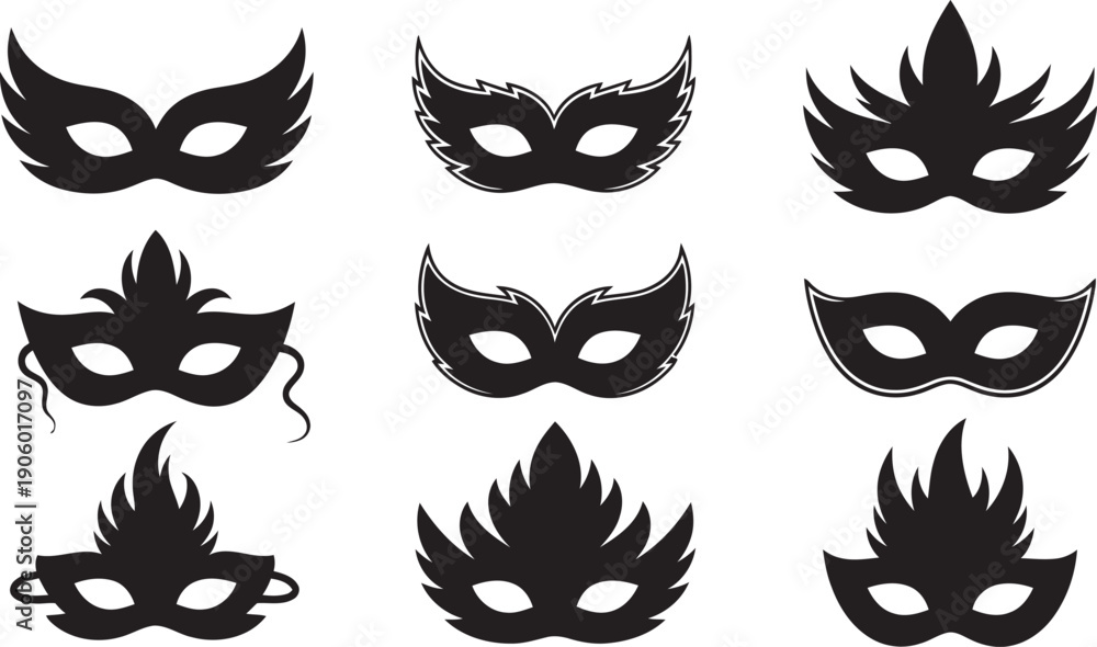 Fototapeta premium Striking set of decorative masks, embodying the mystique and grandeur of historical masquerade balls and carnivals