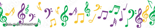 Vibrant Musical Notes Border Illustrating a Festive and Lively Celebration of Sound and Color
