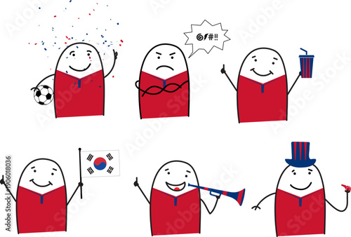 South Korea fans five poses